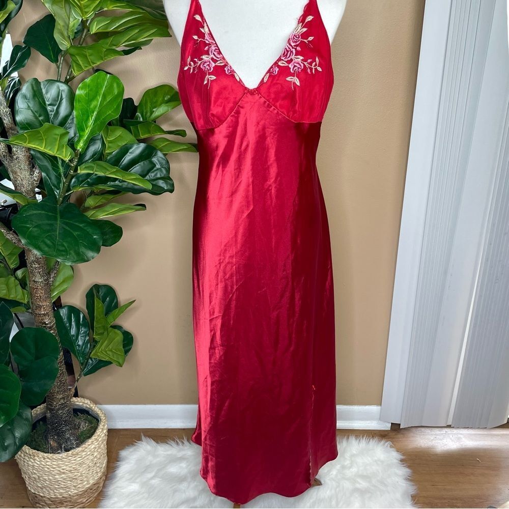 Gilligan & O’Malley Red Satin Slip Dress Size XL Vintage